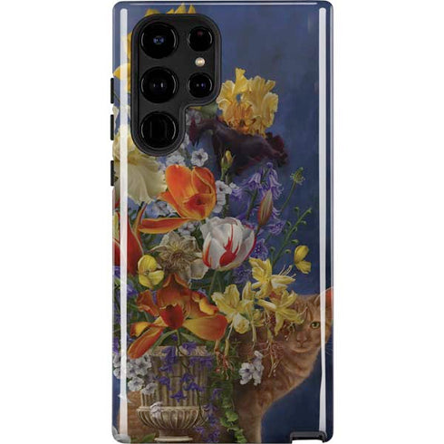 Tabby Cat with Flowers by Nene Thomas Galaxy Cases